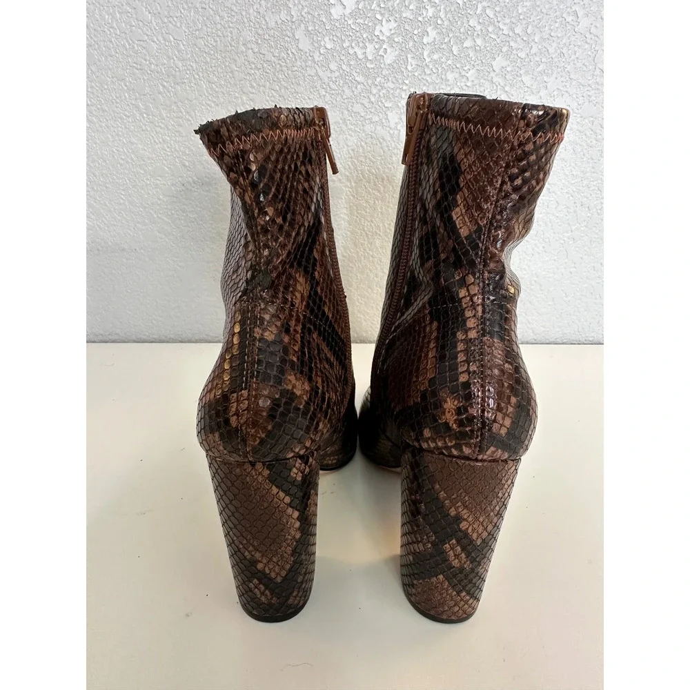 ALDO Women's Brown Snakeskin Embossed Block Heel Ankle Boots Size 6